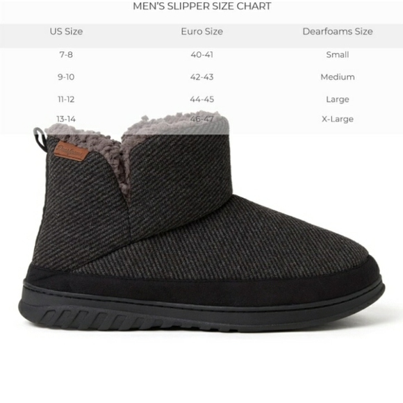 New Dearfoams mens James Woven Indoor/Outdoor Memory Foam Boot Slipper Small 7/8 - Picture 8 of 8